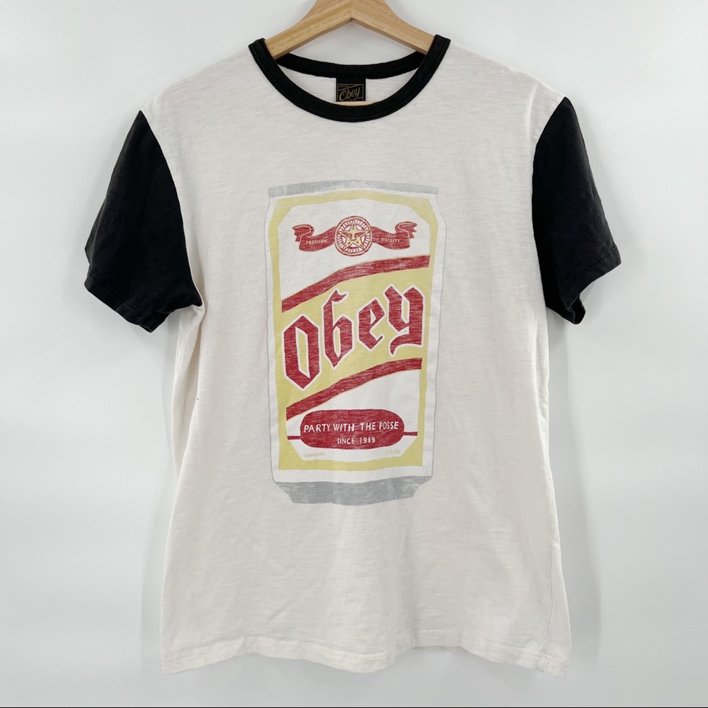 Obey baseball style T-shirt Size M
